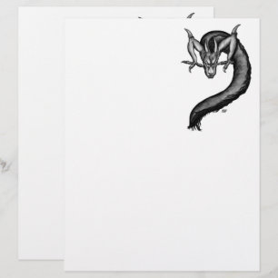 En-tête De Lettre Dragon en style tatouage