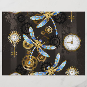 En-tête De Lettre Dragonflies de Steampunk sur arrière - plan rayé b