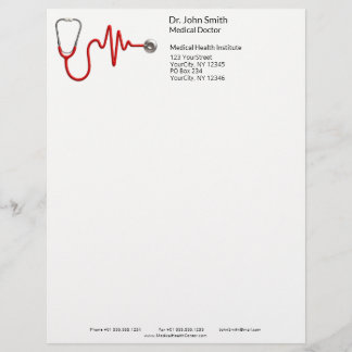 En-tête De Lettre ECG Wave EKG Heartbeat Line Stethoscope Médicale