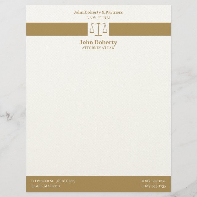 En-tête De Lettre Échelles de justice | Élégant professionnel (Devant)