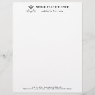 En-tête De Lettre Élégant Caduceus Nurse Praticien
