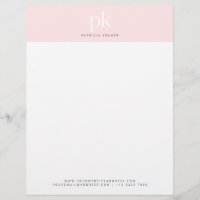 Élégant Chic Blush rose minimaliste Bureau Monogra