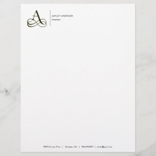 En-tête de lettre élégant du monogramme "A"