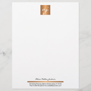 En-tête De Lettre Élégant féminin noir noir blanc cuivre or monogram