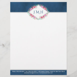 En-tête De Lettre Élégant Floral & Marine Personnel Ou Affaires
