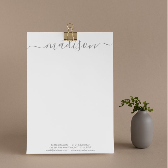 En-tête De Lettre Élégant Gris de la typographie Nom Script Mail (Créateur téléchargé)