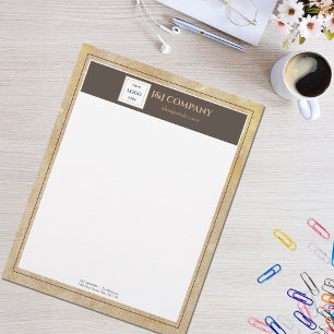 En-tête De Lettre Élégant logo Brown de trame de texture or