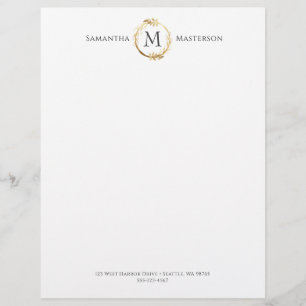 En-tête De Lettre Élégant monogramme de couronne d'or