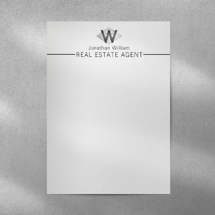 En-tête De Lettre Élégant noir argent élégant Monogramme personnalis