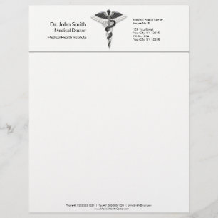 En-tête De Lettre Elégant noir blanc Médicale Classy Noble Caduceus