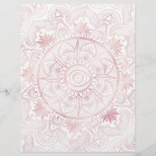 En-tête De Lettre Elégant Rose Blanc Or Oeil Soleil Lune Mandala