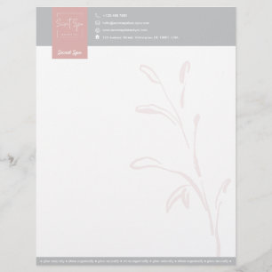 En-tête De Lettre Élégant rose et gris Botanique Beauté Spa Moderne