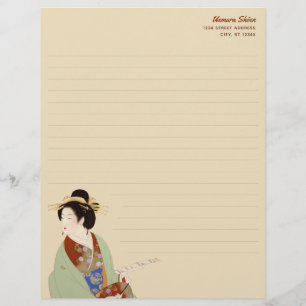 En-tête De Lettre Élégante femme japonaise Uemura Shōen Papier à let