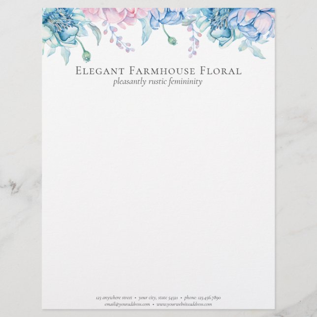 En-tête De Lettre Elégante maison d'élevage Aquarelle Floral Peony C (Devant)