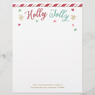 En-tête De Lettre En-tête de Noël Holly Jolly personnalisée