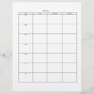 En-tête De Lettre En-tête du plan hebdomadaire