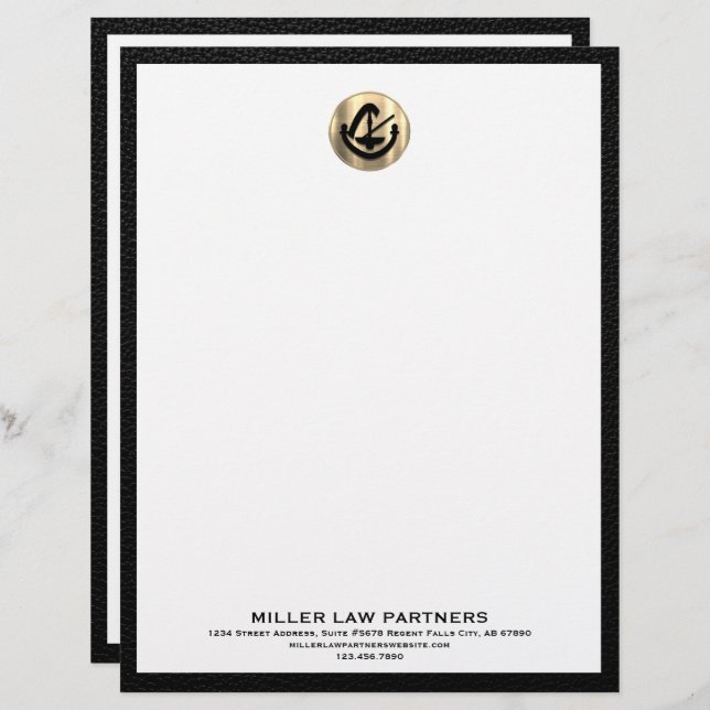 En-tête De Lettre En-tête élégante avec logo Gold pour les cabinets  (Devant / Derrière)