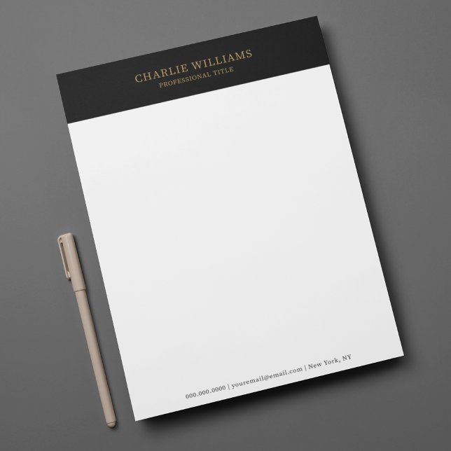 En-tête De Lettre En-tête professionnelle Black Gold Elegant (Black Gold Elegant Professional Custom Letterhead
)
