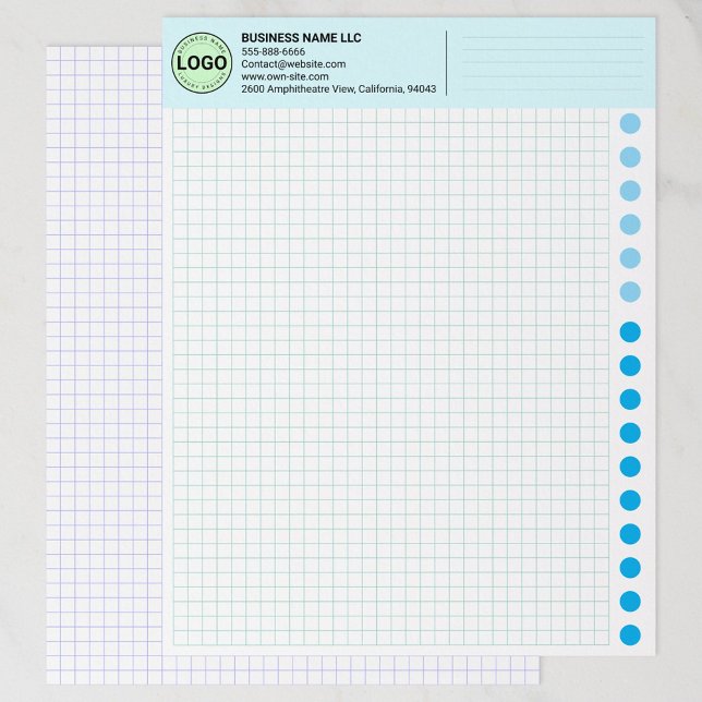 En-tête De Lettre Engineering Graph Paper Sheets with Company Logo (blue Custom Logo Engineering Papers)