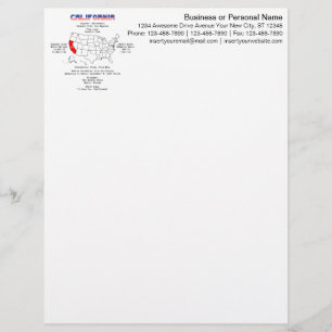 En-tête De Lettre Etat américain de Californie sur une carte et des