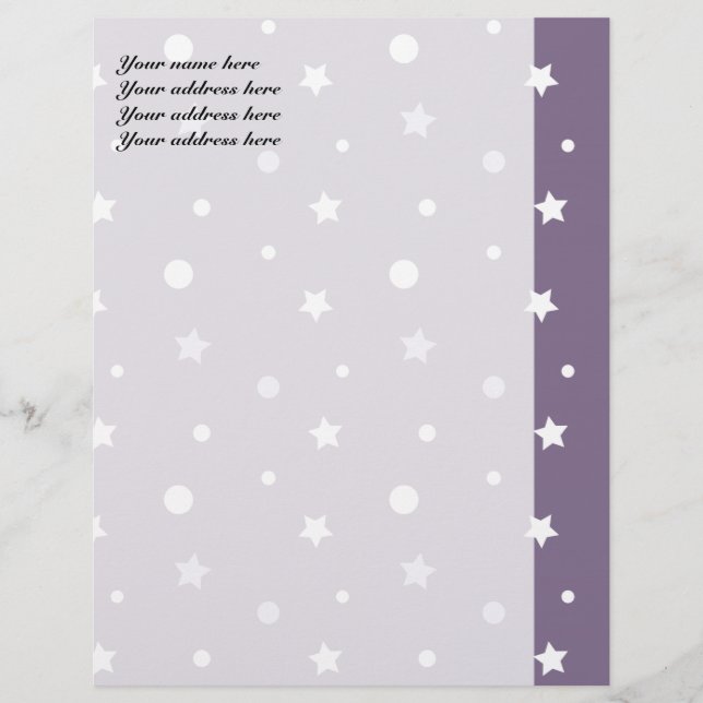En-tête De Lettre Étoiles Violettes (Devant)