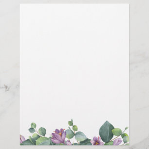 En-tête De Lettre Eucalyptus Vert Purple Floral