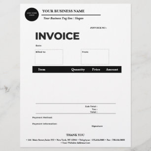 En-tête De Lettre Facture de logo personnalisée simple pour l'entrep