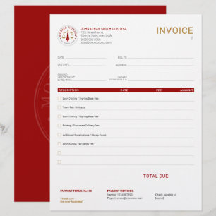 En-tête De Lettre Facture de signature légale de notaire mobile roug