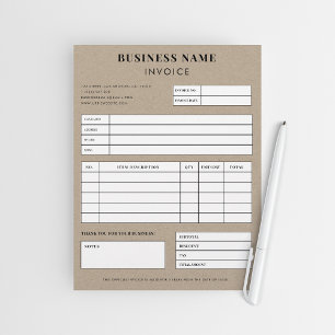 En-tête De Lettre Facture de vente Kraft Style Simple pour petites e