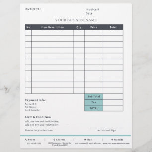 En-tête De Lettre Facture pour petites entreprises
