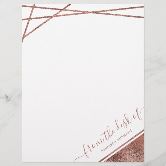 En-tête De Lettre Faux Rose Gold Foil Du Bureau De & Nom Personnalis (Devant)