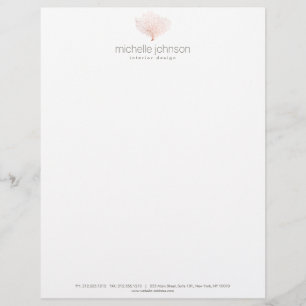 En-tête De Lettre Faux Rose Gold Sea Fan Coral