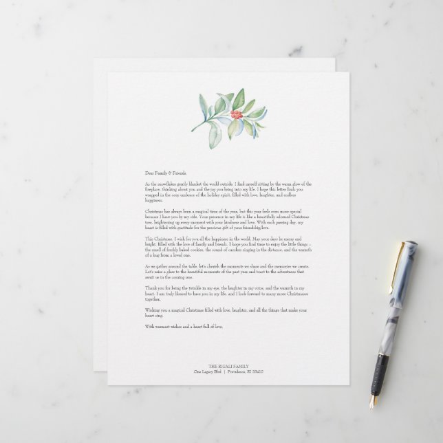 En-tête De Lettre Festive Joyeux Noël Lettres Modèle (Devant/Arrière en situation)