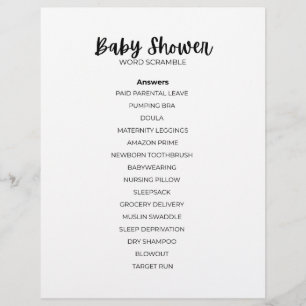 En-tête De Lettre Feuille de réponses du jeu de mots mêlés pour Baby