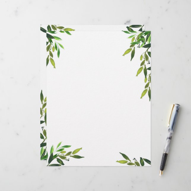 En-tête De Lettre Feuilles verts (Devant/Arrière en situation)