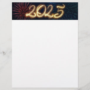 En-tête De Lettre Feux d'artifice scintillants pour la nouvelle anné