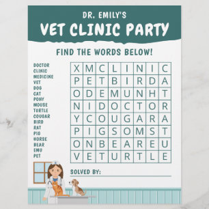 En-tête De Lettre Fiche d'activité de mots cachés pour enfants - Vét