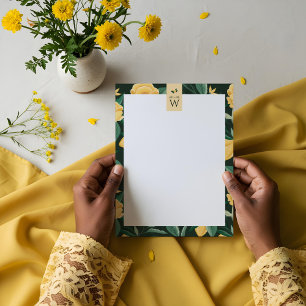 En-tête De Lettre Fleur de citron Arbre Floral Élégant Mariage Jaune