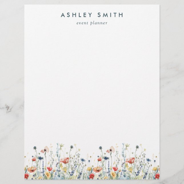 En-tête De Lettre Fleur Sauvage Vibrante (Devant)