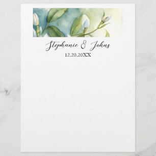 En-tête De Lettre Fleurs Blanches Élégantes Feuilles Vertes Mariage