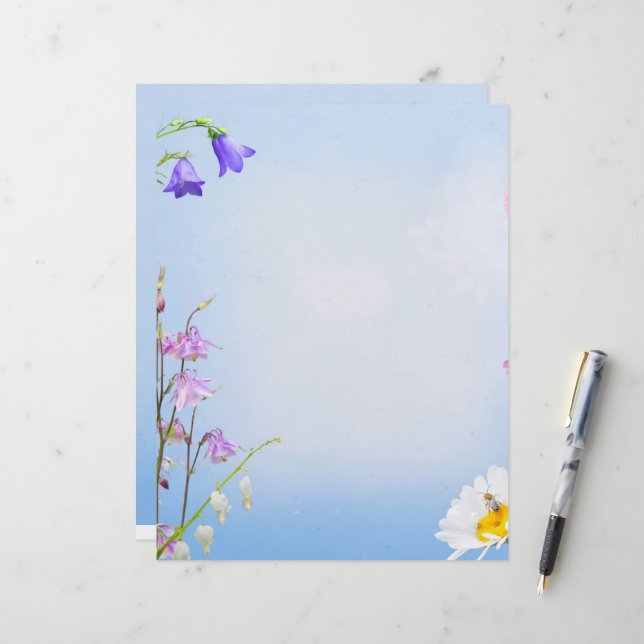 En-tête De Lettre Fleurs de printemps (Devant/Arrière en situation)