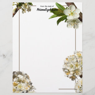 En-tête De Lettre Fleurs de prune non alignées