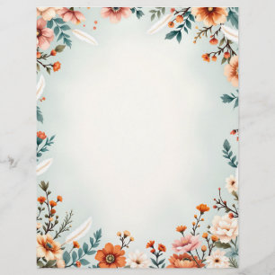 En-tête De Lettre Fleurs et plumes blanches