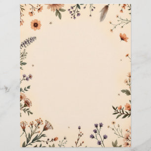 En-tête De Lettre Fleurs et plumes de saumons