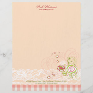En-tête De Lettre Fleurs florales roses douces Chèques Dentelle Chic