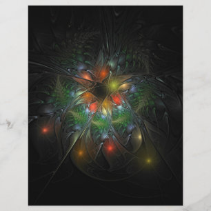En-tête De Lettre Fleurs imaginaires fractales douces et tendres