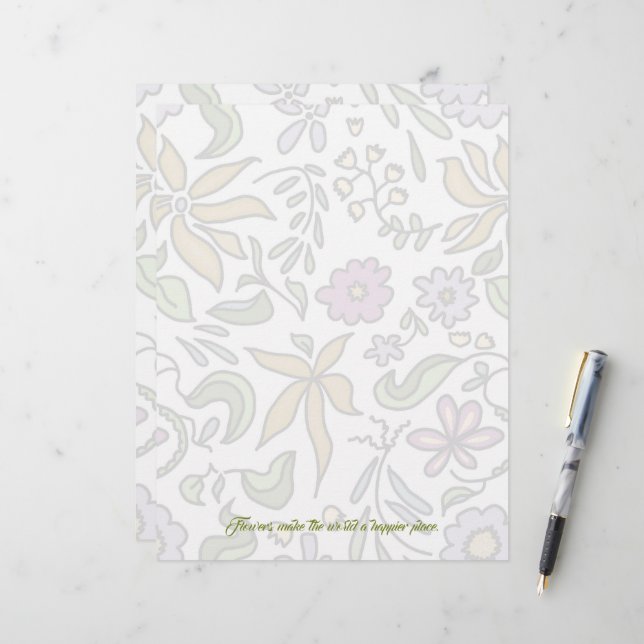 En-tête De Lettre Floral Art Blank Scrapbook Paper (Devant/Arrière en situation)
