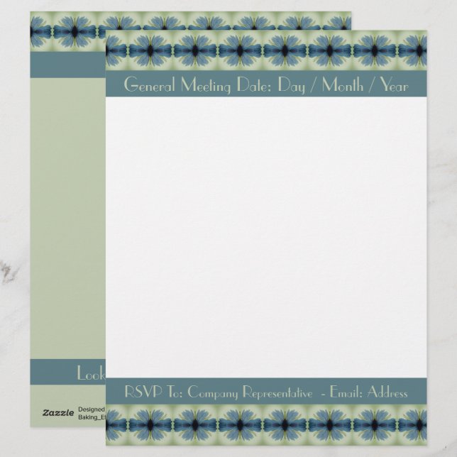 En-tête De Lettre Floral bleu moderne (Devant / Derrière)