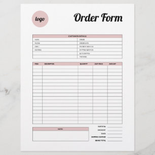 En-tête De Lettre Formulaire de commande de produit minimaliste rose