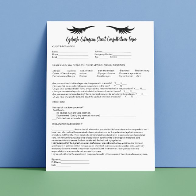 En-tête De Lettre Formulaire de consentement pour le test du script  (Allergy Patch Test Script Calligraphy Consent Form Letterhead)